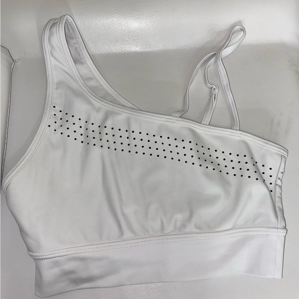 BuffBunny White Asymmetrical Sports Bra